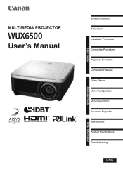 Canon REALiS LCOS WUX6500 WUX6500 Users Manual