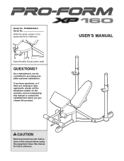 ProForm Xp 160 Bench English Manual