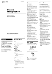 Sony MDR-SA3000 Operating Instructions