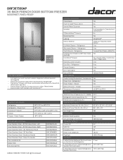 Dacor DRF36TBI Specification-36-INCH FRENCH DOOR BOTTOM FREEZER PANEL-READY
