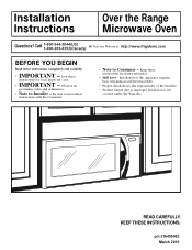 Frigidaire FGMV154CLF Installation Instructions (All Languages)