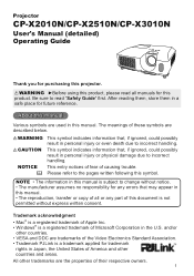 Hitachi CP-X3010N User Manual