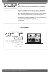 Toshiba Satellite C50 PSCFWA-02500K Detailed Specs for Satellite C50 PSCFWA-02500K AU/NZ; English