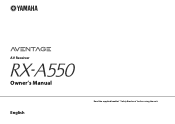 Yamaha RX-A550 RX-A550 Owner s Manual