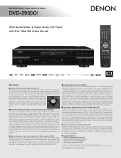 Denon DVD 2930CI Literature/Product Sheet