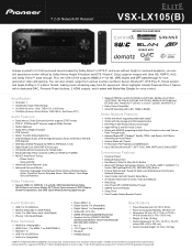 Pioneer VSX-LX105 ELITE 7.2-Channel Network AV Receiver Spec Sheet