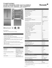 Thermador T36BT925NS Product Spec Sheet