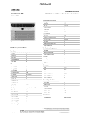Frigidaire FHWW123WB1 Product Specifications Sheet