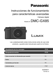 Panasonic DMC-GX85WK Advanced Operating manual Spanish