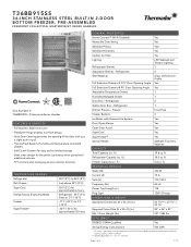 Thermador T36BB915SS Product Spec Sheet