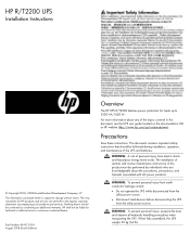 HP T1000 G3 1000VA HP R/T2200 UPS Installation Instructions