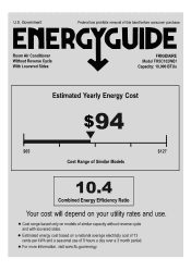 Frigidaire FHSC102WB1 Energy Guide