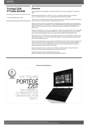 Toshiba Z20t PT15AA-001009 Detailed Specs for Portege Z20t PT15AA-001009 AU/NZ; English