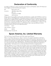 Epson PowerLite 84 Warranty Statement