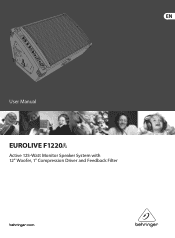 Behringer EUROLIVE F1220A Manual