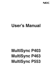 NEC P403-DRD Users Manual