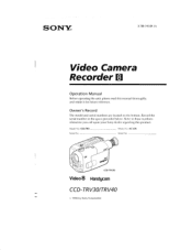 Sony CCD-TRV40 Operation Manual  (primary manual)