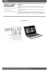 Toshiba L50 PSKTAA-003001 Detailed Specs for Satellite L50 PSKTAA-003001 AU/NZ; English