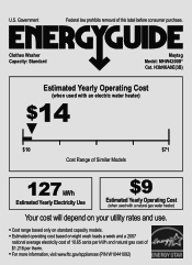Maytag MHW4200BW Energy Guide