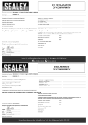 Sealey DG5000 Declaration of Conformity