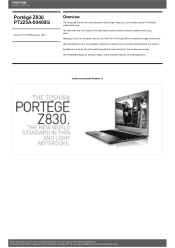 Toshiba Portege Z830 PT225A-00400G Detailed Specs for Portege Z830 PT225A-00400G AU/NZ; English