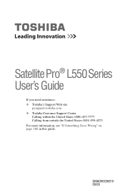 Toshiba Satellite Pro L550 User Guide