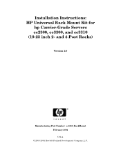 HP Cc3310 Installation Instructions: HP Universal Rack Mount Kit - HP Carrier-Grade Servers cc2300, cc3300, and cc3310 (19-23 inch 2- and 