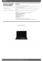 Toshiba C650 PSC12A-02800T Detailed Specs for Satellite C650 PSC12A-02800T AU/NZ; English