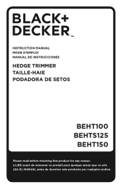 Black & Decker BEHT100 Instruction Manual