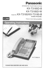 Panasonic KXT3185B KXT3185 User Guide