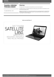 Toshiba L850 PSKG8A-046001 Detailed Specs for Satellite L850 PSKG8A-046001 AU/NZ; English