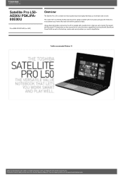 Toshiba Satellite Pro L50 PSKJPA Detailed Specs for Satellite Pro L50 PSKJPA-00E00U AU/NZ; English