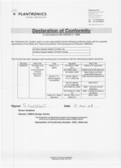 Plantronics CA12CD PTT Adapter Document of Conformity