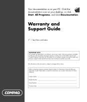 HP Presario SR1300 Warranty and Support Guide