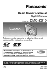 Panasonic DMC-ZS10S Owners Manual