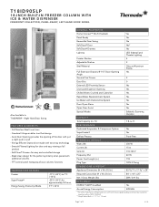 Thermador T18ID905LP Product Spec Sheet