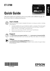 Epson ET-3700 Quick Guide and Warranty