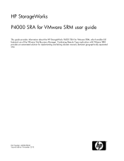 HP StoreVirtual 4000 9.0 HP StorageWorks P4000 SRA for VMware SRM User Guide