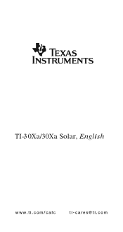 Texas Instruments 30XA User Manual