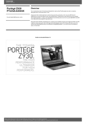 Toshiba Portege Z930 PT235A-02004X Detailed Specs for Portege Z930 PT235A-02004X AU/NZ; English