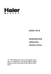 Haier HR-45 User Manual