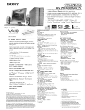 Sony PCV-RZ40C1B Marketing Specifications