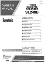 Symphonic SL240B Owner's Manual