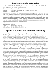 Epson EX7240 Pro Warranty Statement