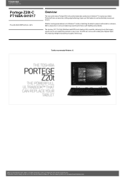 Toshiba Portege Z20t-C PT16BA-041017 Detailed Specs for Portege Z20t-C PT16BA-041017 English