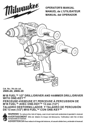 Milwaukee Tool M18 FUEL 1/2inch Drill/Driver w/ ONE-KEY Operators Manual