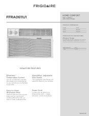 Frigidaire FFRA0611U1 Product Specifications Sheet