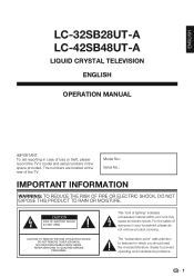Sharp LC-32SB28UT LC-32SB28UT | LC-42SB48UT Operation Manual