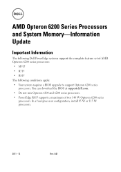 Dell PowerEdge M820 Information Update - AMD Opteron 6200 Series Processors and System Memory