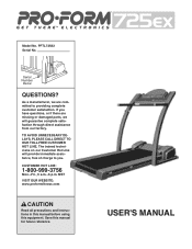 ProForm 725ex Treadmill English Manual